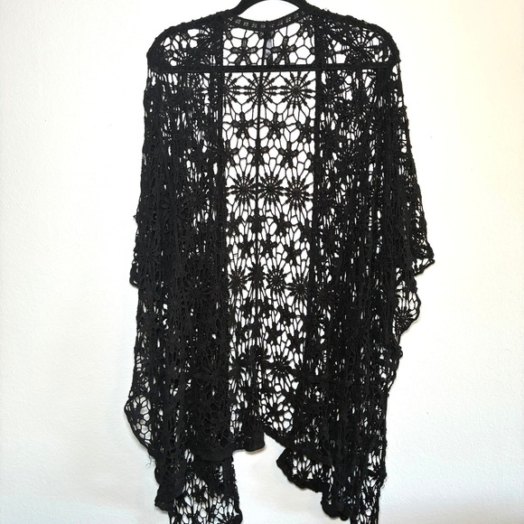 torrid Other - Torrid Crochet Kimono Wrap Beach Coverup Shawl Lace Boho Summer Goth Festival OS
